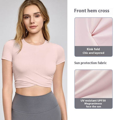 Buycenter Short Sleeve Yoga Top - Comfortable Workout Clothes for Women - Buy Center