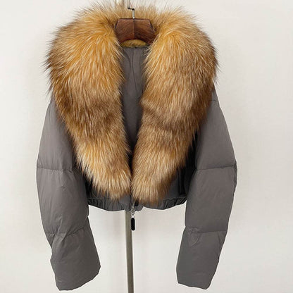 Luxurious Fox Fur Collar Down Jacket - Thick Stylish Coat for Women - Buy Center
