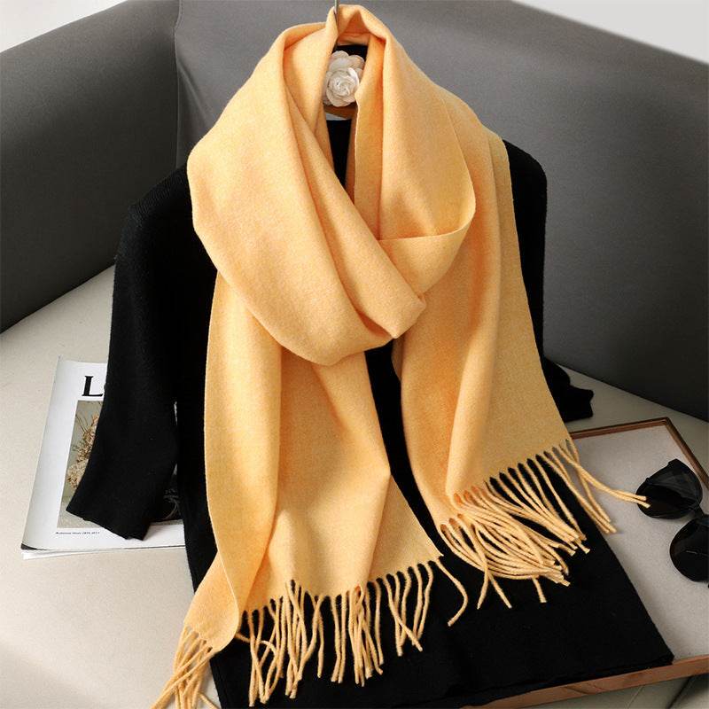 Solid Color Cashmere-like Scarf for Women - Warm, Quick-Drying Shawl - Buy Center