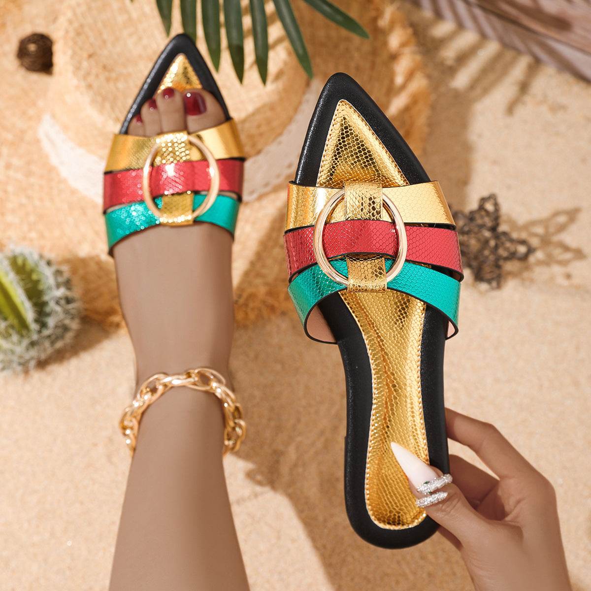 Women's Casual Flat Slippers - Stylish PU Comfort for Everyday Wear - Buy Center