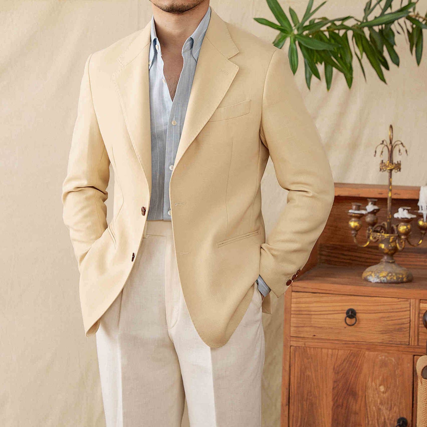 Casual Linen Half Lined Jacket for Men - Lightweight & Stylish Fit - Buy Center