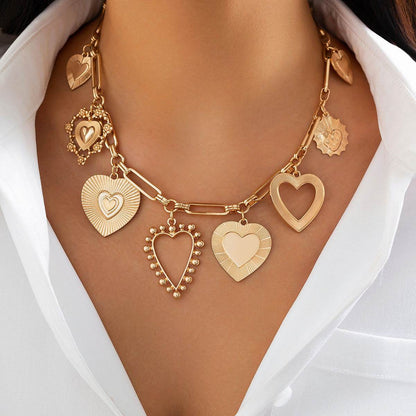 Cold Love Heart Pendant Necklace - Elegant Gold O-Ring Chain for Women - Buy Center