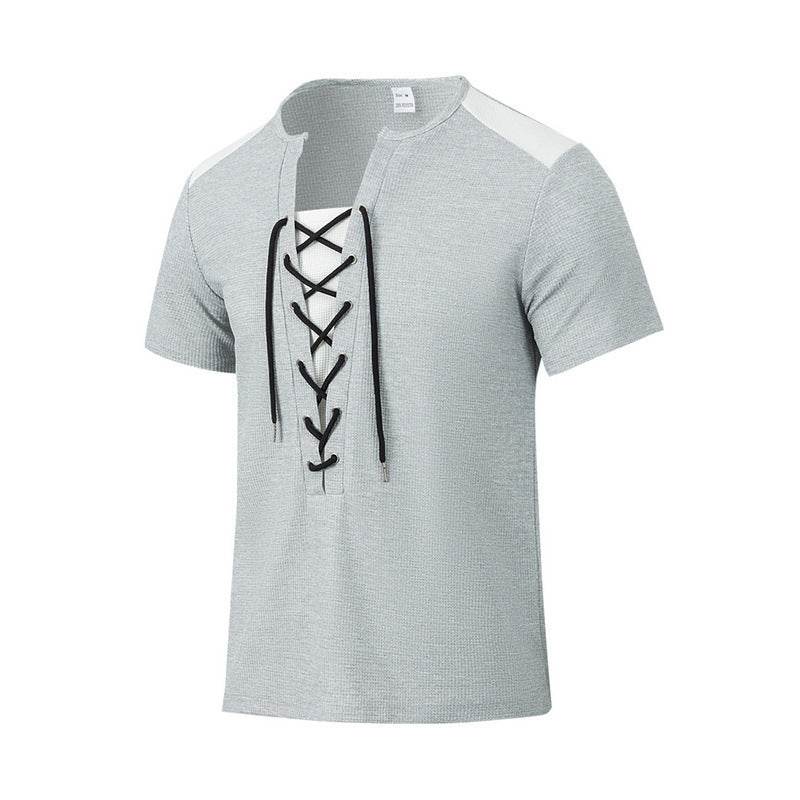 Buycenter Casual Multicolor Stitching Top - Round Neck, Short Sleeve - Buy Center