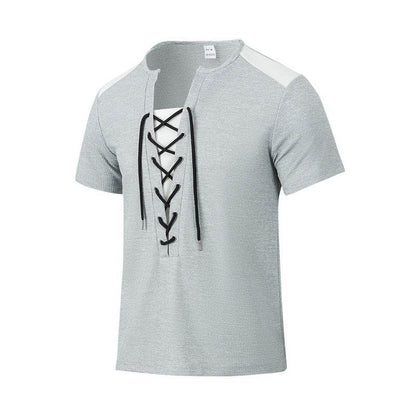 Buycenter Casual Multicolor Stitching Top - Round Neck, Short Sleeve - Buy Center