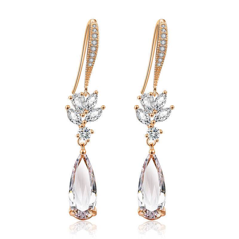 Buycenter Long Korean Wedding Earrings - Elegant Water Drop Design - Buy Center