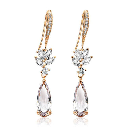 Buycenter Long Korean Wedding Earrings - Elegant Water Drop Design - Buy Center
