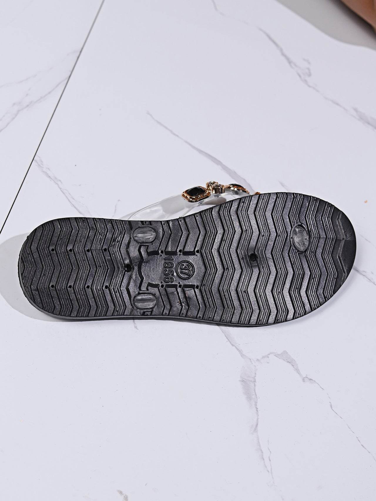 Buycenter Women's Summer Flip-Flops - Casual Rubber Slippers in Gold & Black - Buy Center