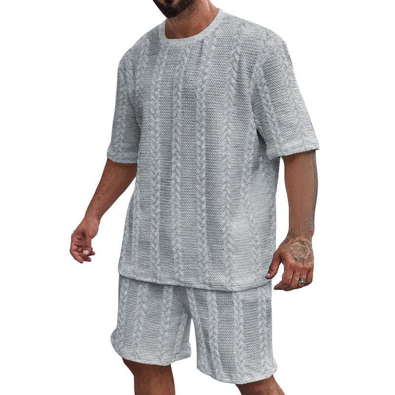 Buycenter Men's Fashion Shorts Suit - Casual Cotton Blend, Short Sleeve - Buy Center