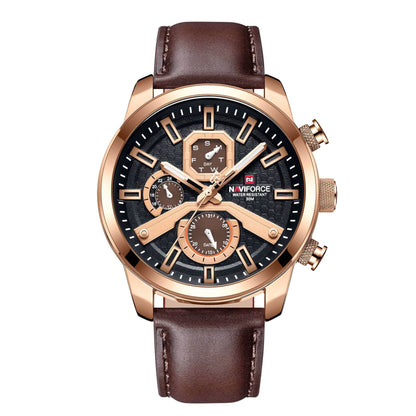 Men's Luminous Waterproof Watch - Stylish Leather Band, Large Dial - Buy Center