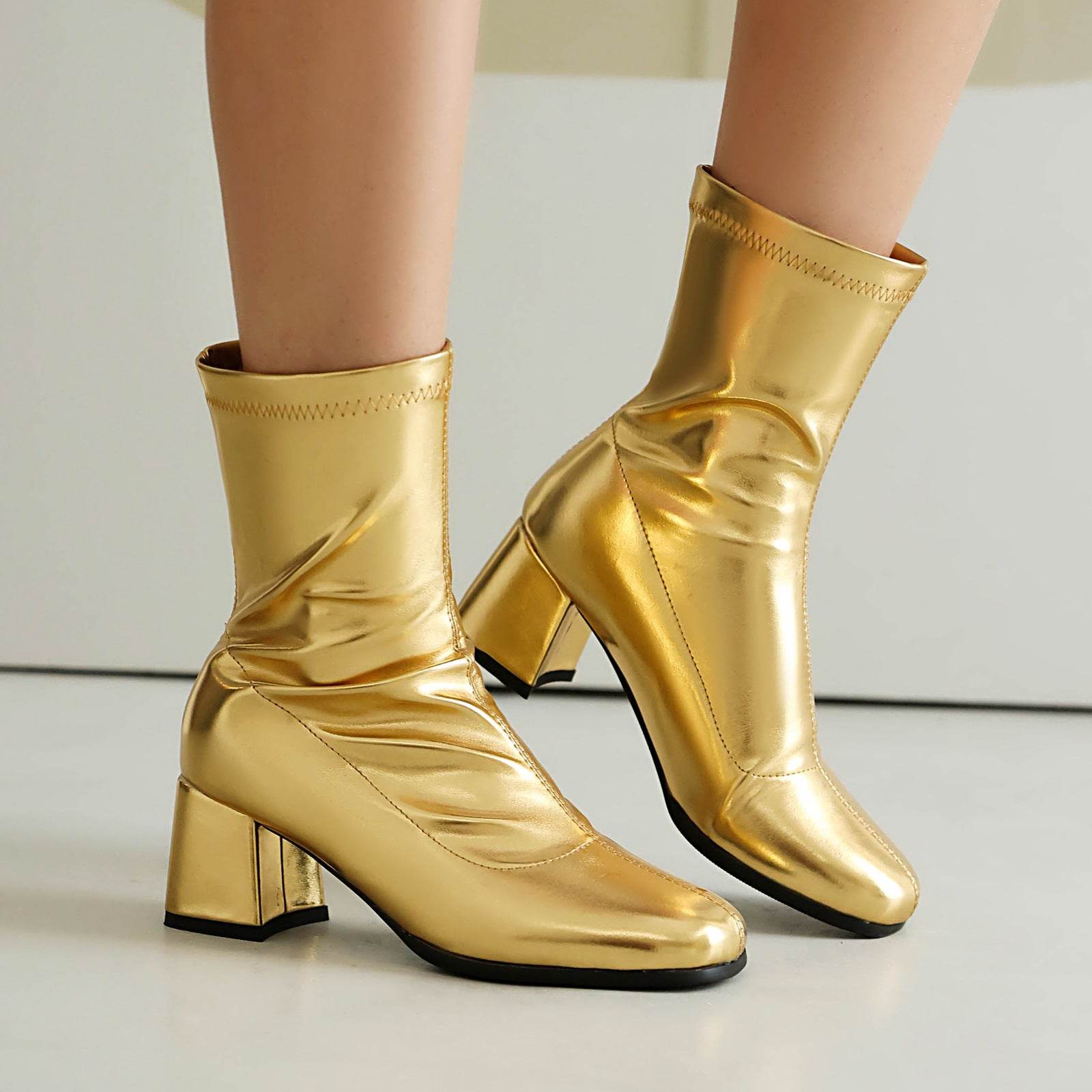 Elegant Plus Size Ankle Boots - Low Heel, Versatile Zipper for Style - Buy Center