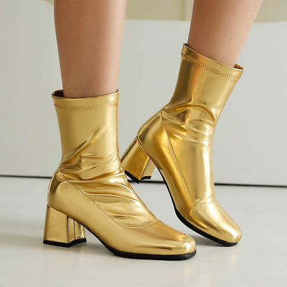 Elegant Plus Size Ankle Boots - Low Heel, Versatile Zipper for Style - Buy Center