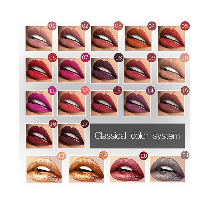Makeup Matte Lip Gloss Lipstick - Long-Lasting, Waterproof, 21 Colors - Buy Center