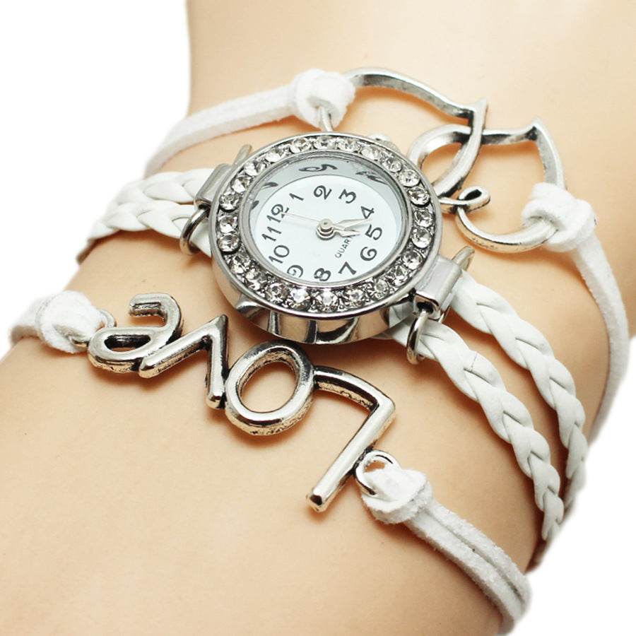 Alloy Love Double Heart-Shaped Woven Watch - Stylish Trendy Accessory - Buy Center