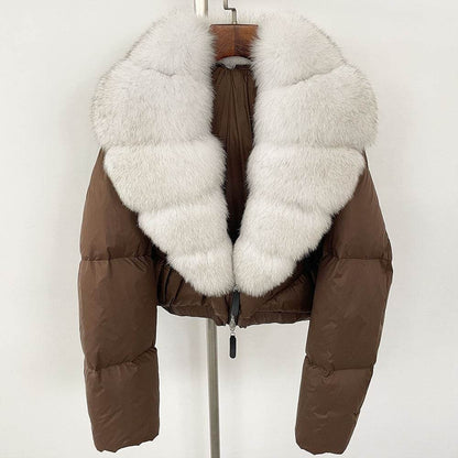 Luxurious Fox Fur Collar Down Jacket - Thick Stylish Coat for Women - Buy Center