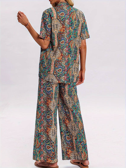 Elegant Women's Paisley Print Two-Piece Set - Lightweight & Stylish - Buy Center