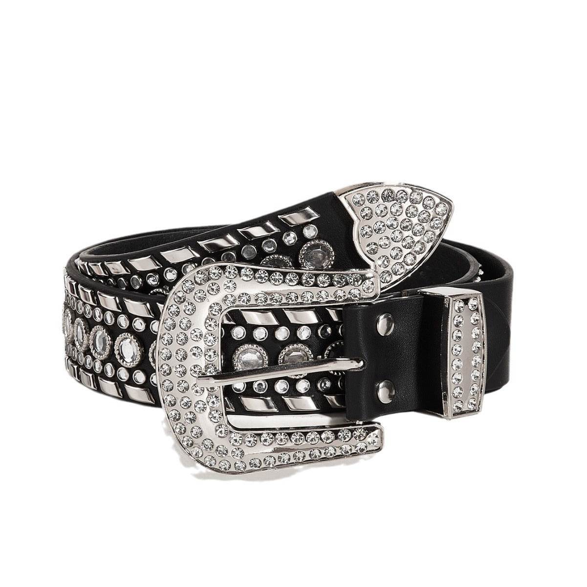 Punk Rhinestone Rivet Y2K Fashion Belt - Stylish PU Leather, Alloy Buckle - Buy Center