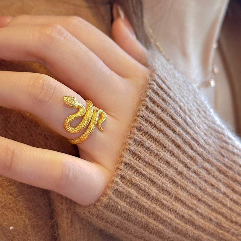 Elegant Real Gold Plated Snake Zircon Ring - Stylish Jewelry Accessory - Buy Center