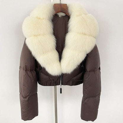 Luxurious Fox Fur Collar Down Jacket - Thick Stylish Coat for Women - Buy Center
