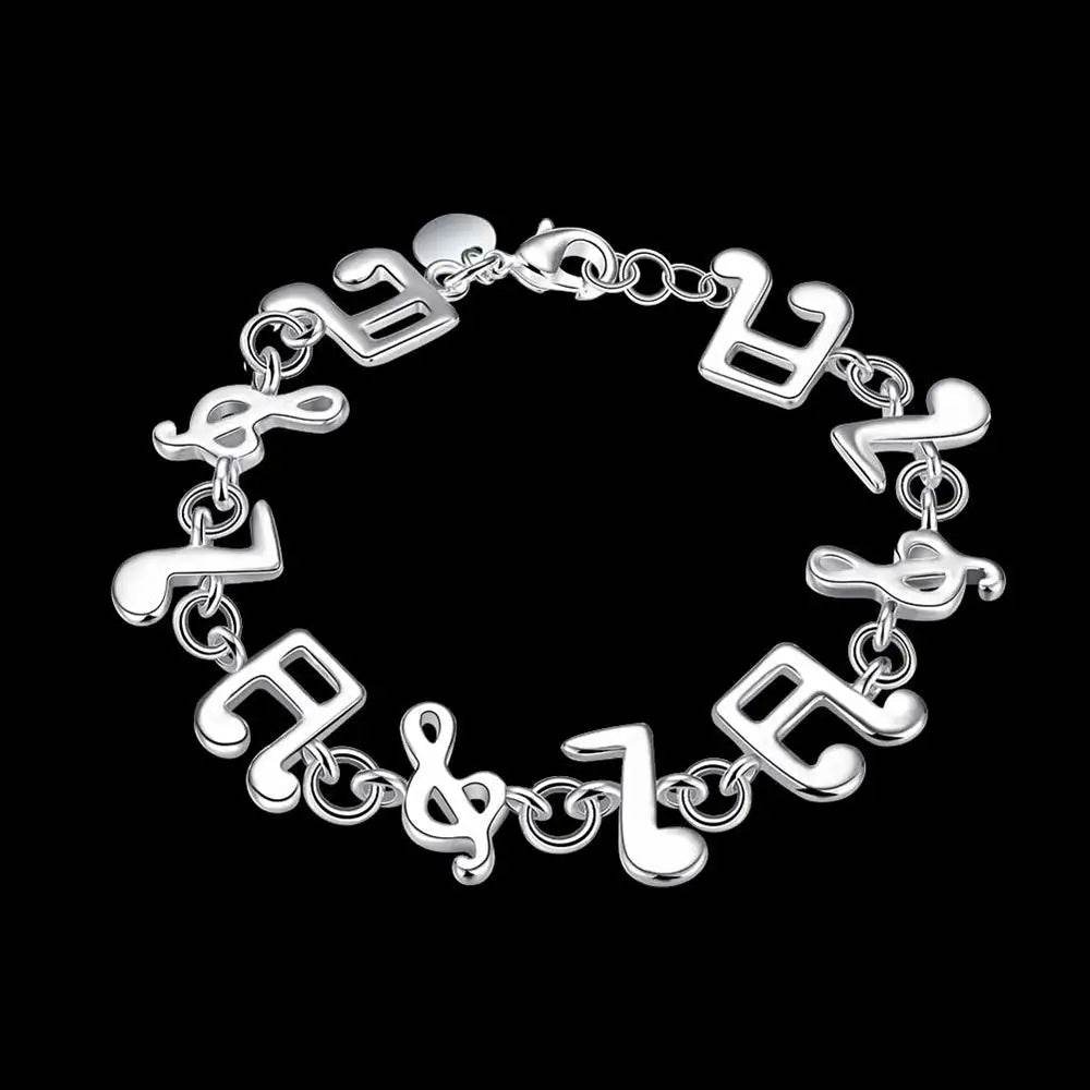Exquisite Silver Music Note Bracelet - Elegant Jewelry for Music Lovers - Buy Center