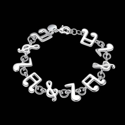 Exquisite Silver Music Note Bracelet - Elegant Jewelry for Music Lovers - Buy Center