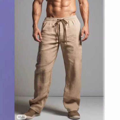 Buycenter Casual Cotton-Linen Drawstring Pants - Breathable & Comfortable - Buy Center