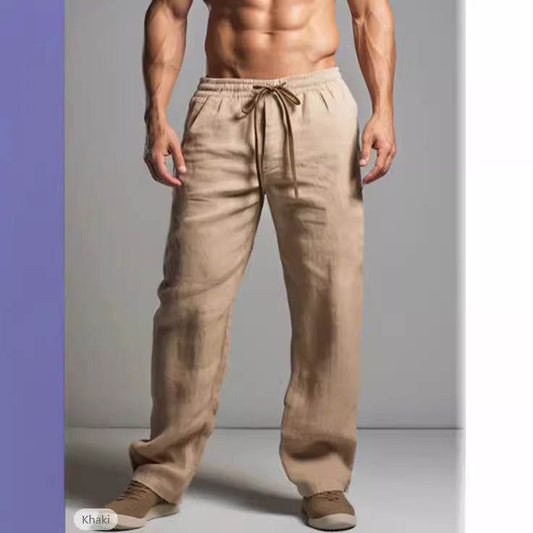 Buycenter Casual Cotton-Linen Drawstring Pants - Breathable & Comfortable - Buy Center