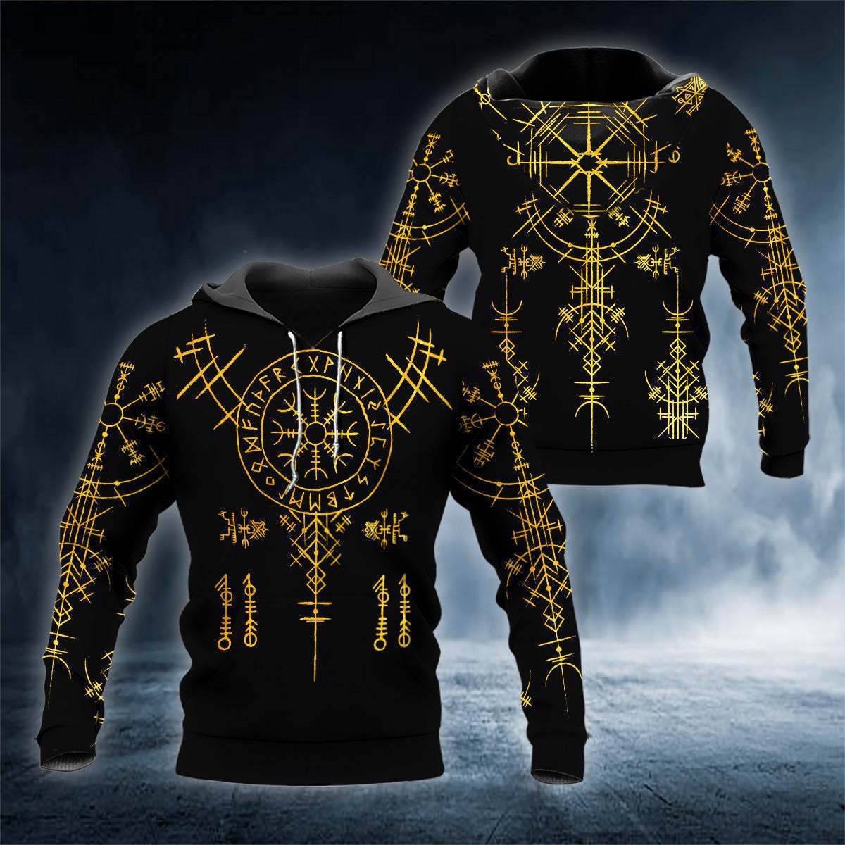 Viking Rune Pattern Hoodie for Men - Ethnic Style and Comfort 2025 - Buy Center