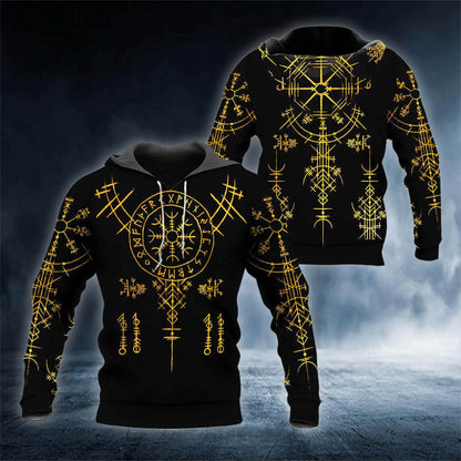 Viking Rune Pattern Hoodie for Men - Ethnic Style and Comfort 2025 - Buy Center