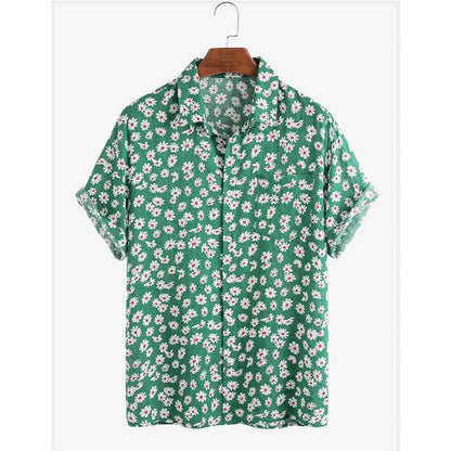 New Hawaiian Men's Short Sleeve Cardigan - Stylish Floral Print Cotton - Buy Center