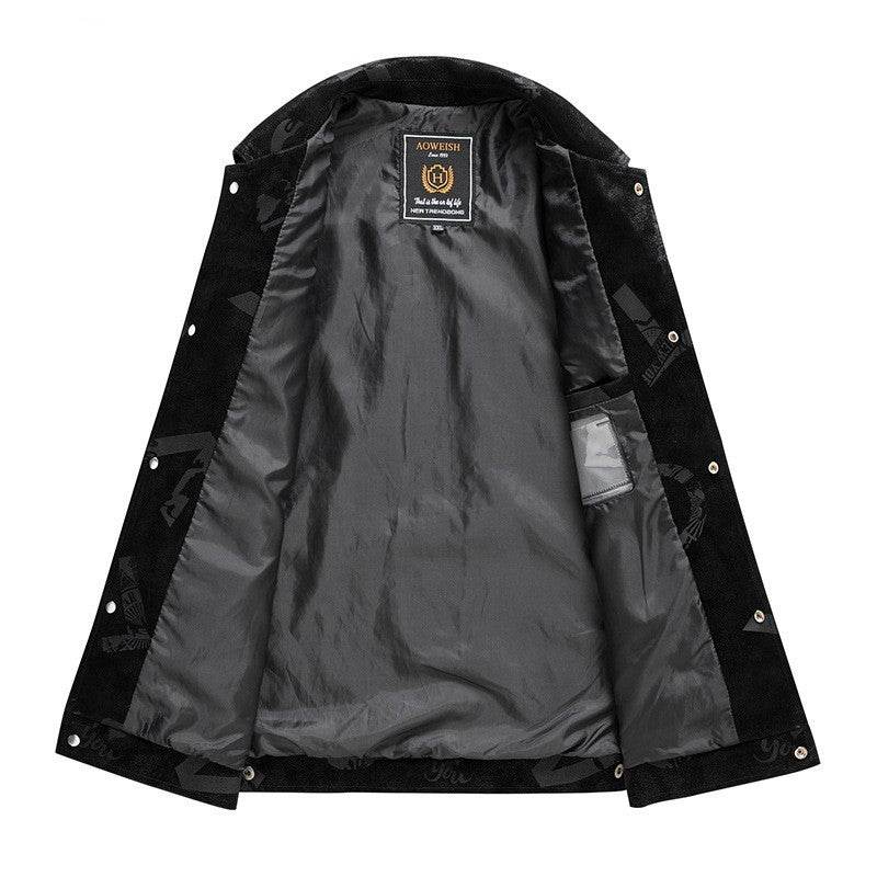 Men's Thin Lapel PU Leather Jacket - Stylish with Multiple Pockets - Buy Center