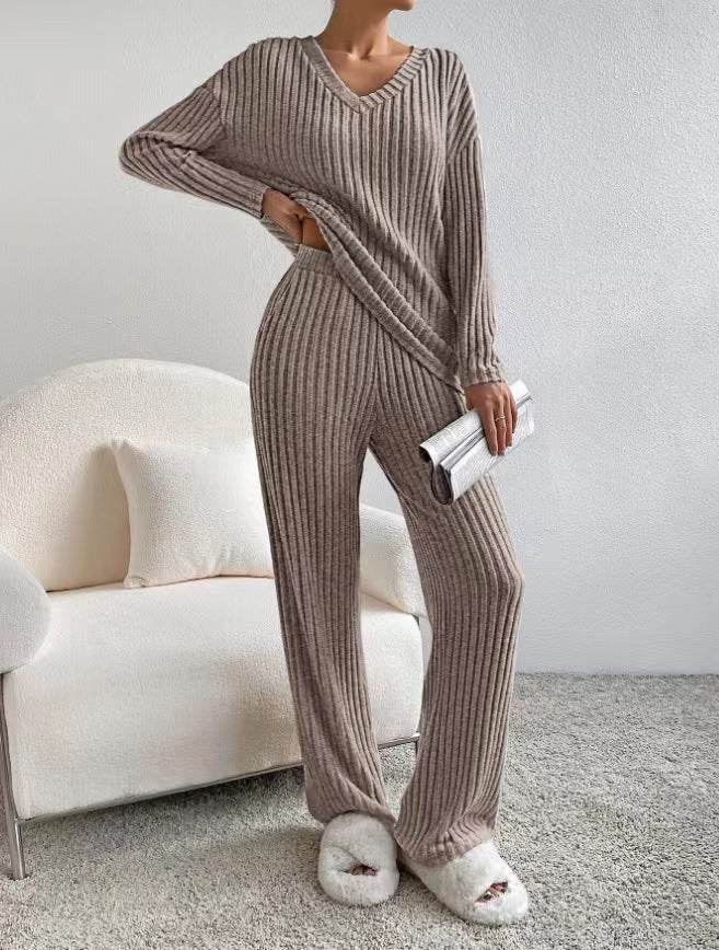 Buycenter Fashion V-Neck Knitting Jumpsuit - Loose Fit, Casual Style - Buy Center