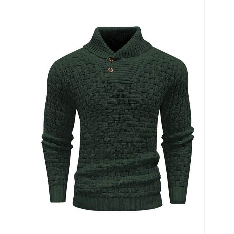 Buycenter Men's Slim Turtleneck Sweater - Trendy Button Design Pullover - Buy Center