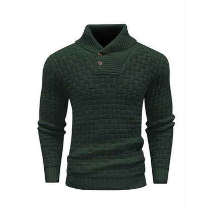 Buycenter Men's Slim Turtleneck Sweater - Trendy Button Design Pullover - Buy Center