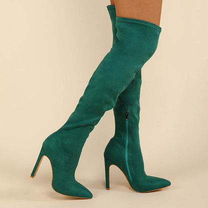Women's Thick-Heeled Zipper Boots - Stylish Solid Colors for 2025 - Buy Center