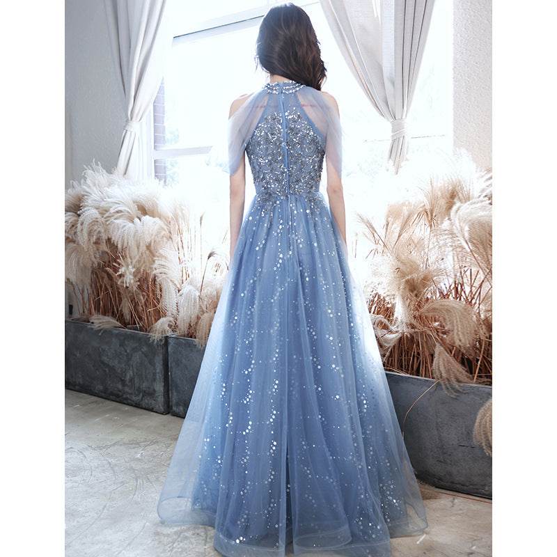 Buycenter French Long Blue Dress - Elegant Evening Gown for All Sizes - Buy Center