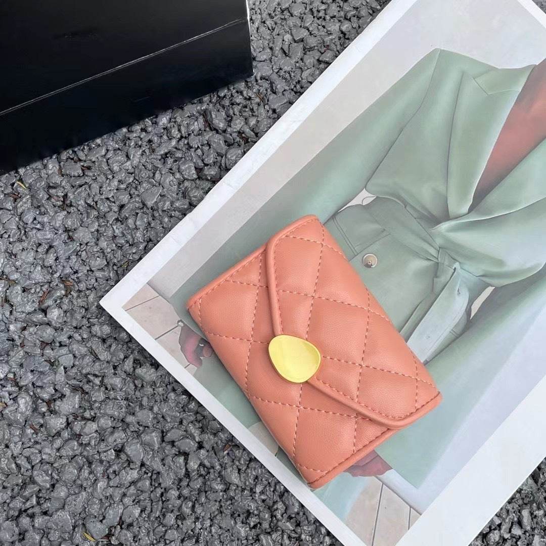 Women's Rhombus Leather Wallet - Compact Luxury in Trendy Colors - Buy Center