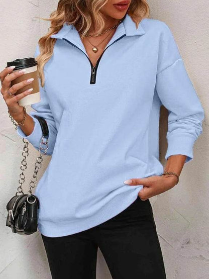 Buycenter Women's Fashion Pullover Sweatshirt - Long Sleeve Zipper Style - Buy Center