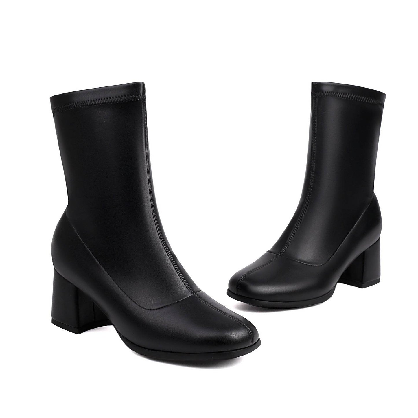 Elegant Plus Size Ankle Boots - Low Heel, Versatile Zipper for Style - Buy Center