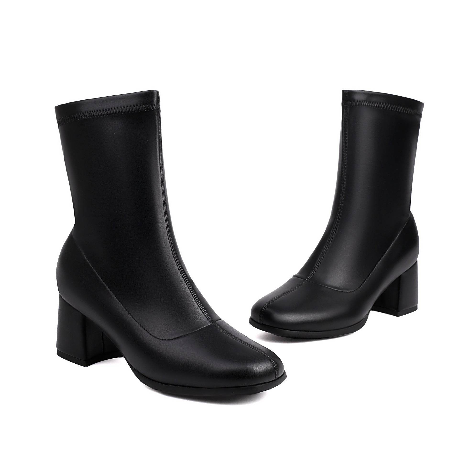Elegant Plus Size Ankle Boots - Low Heel, Versatile Zipper for Style - Buy Center