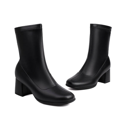 Elegant Plus Size Ankle Boots - Low Heel, Versatile Zipper for Style - Buy Center