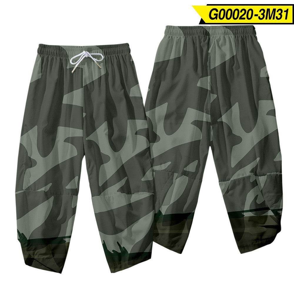 Men's 3D Creative Printed Cropped Pants - Stylish Sun & Moon Design - Buy Center