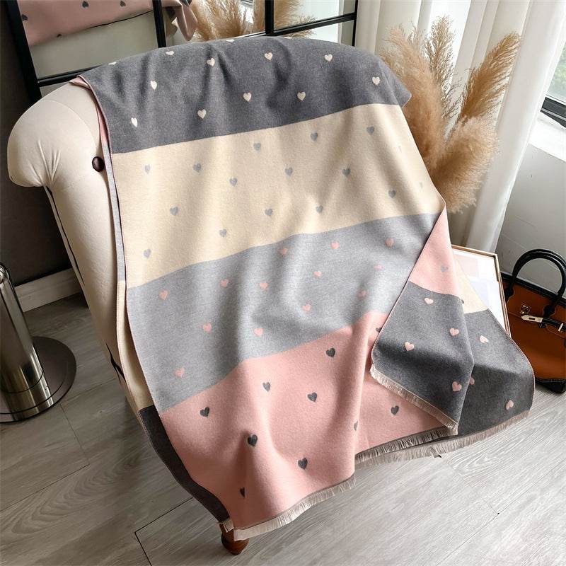 Women's Cashmere Scarf - Double-Sided Warm Love Print for Winter Style - Buy Center