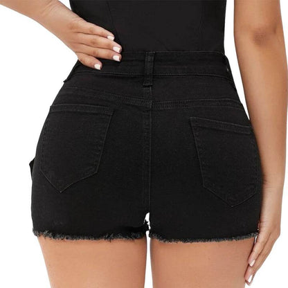 High Waist Ripped Stretch Casual Pants - Women’s Stylish Denim Shorts - Buy Center
