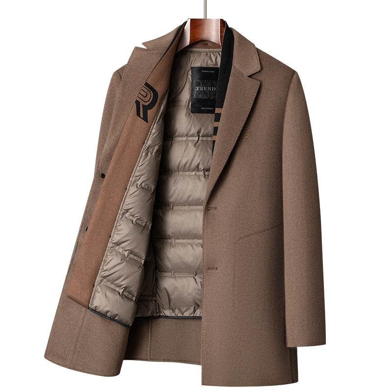 Buycenter Men's Woolen Coat - Stylish Mid-Length Winter Outerwear - Buy Center