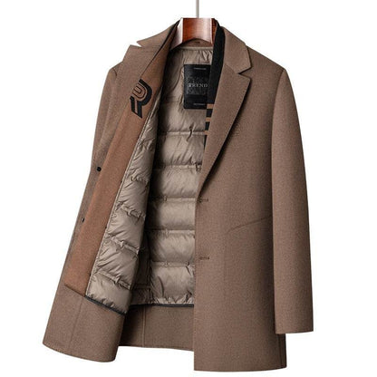 Buycenter Men's Woolen Coat - Stylish Mid-Length Winter Outerwear - Buy Center