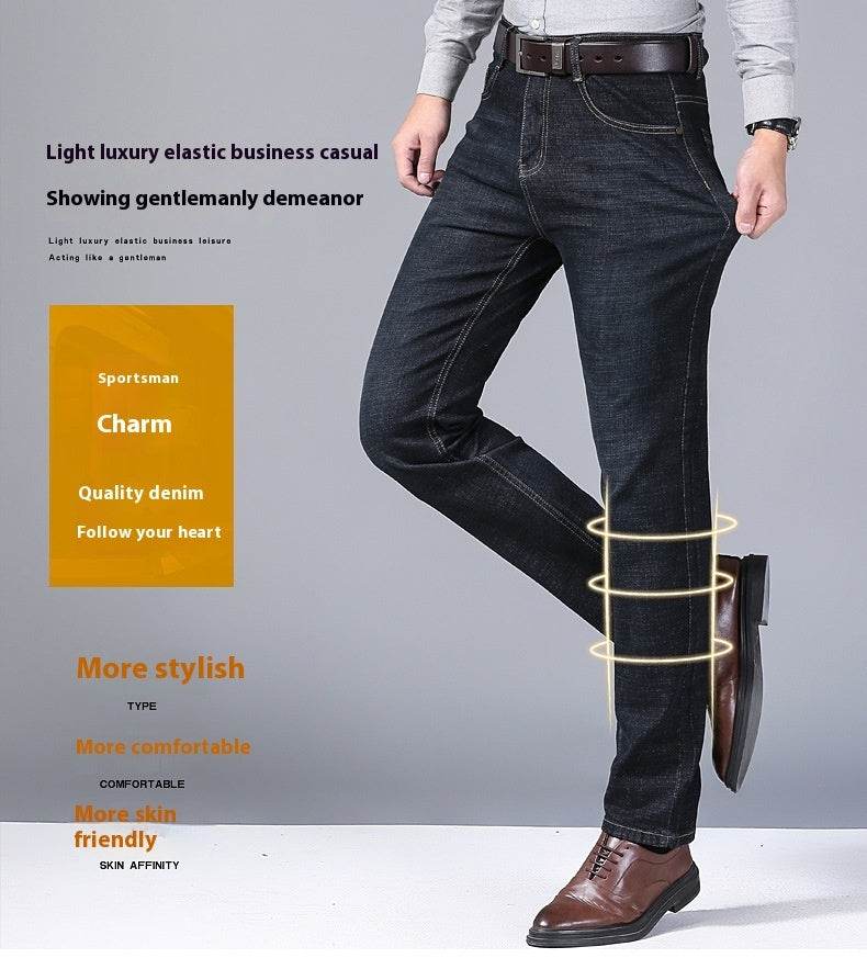 Autumn Men's Loose Straight Jeans - Mid Waist, Comfortable Fit - Buy Center