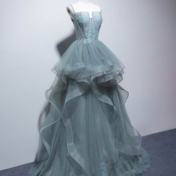 Buycenter Grey Green Suspender Bra Evening Dress - Elegant for Women - Buy Center