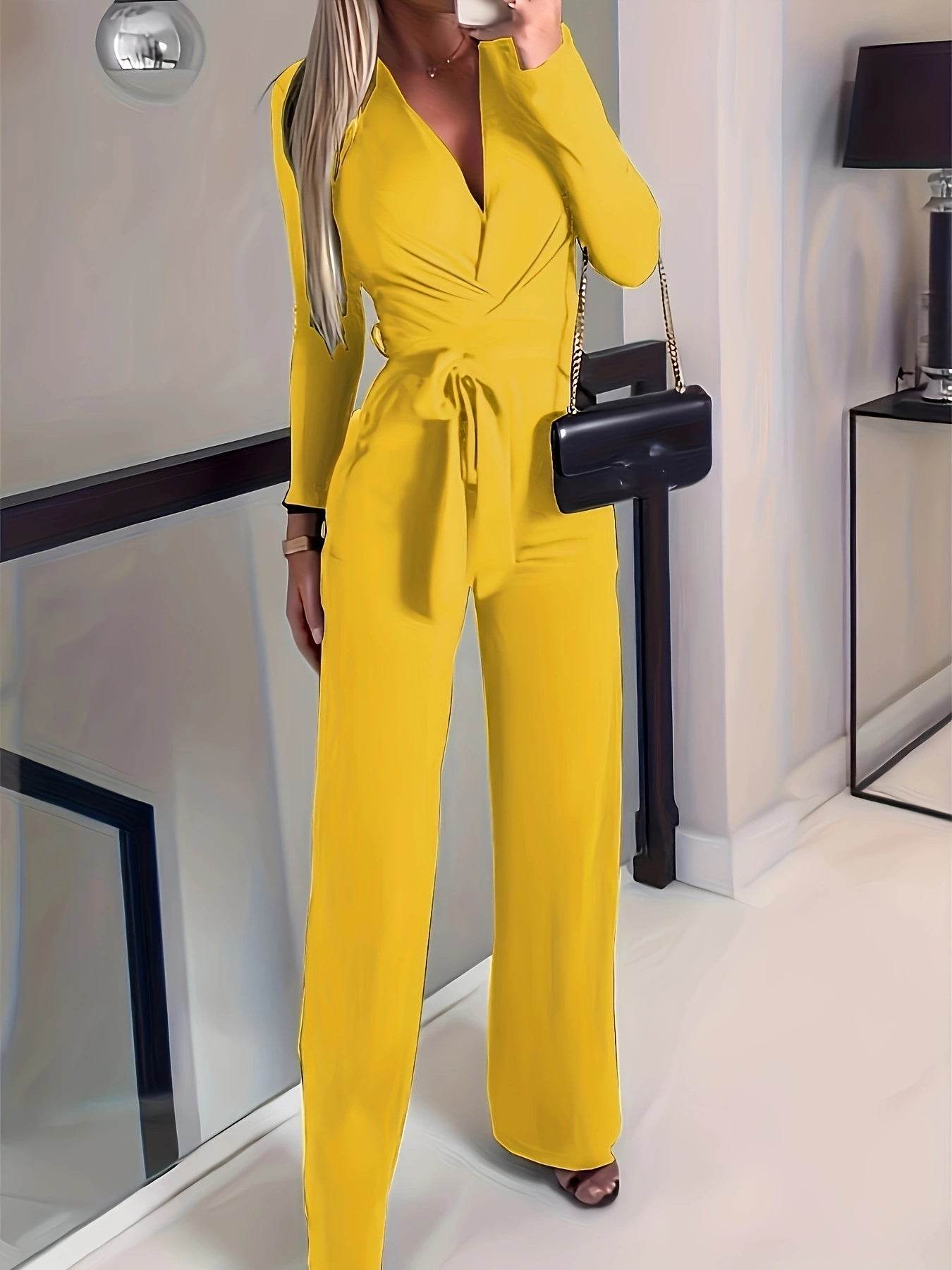 Yellow Women's Casual Jumpsuit - Lightweight, Long Sleeve & Stylish Fit - Buy Center