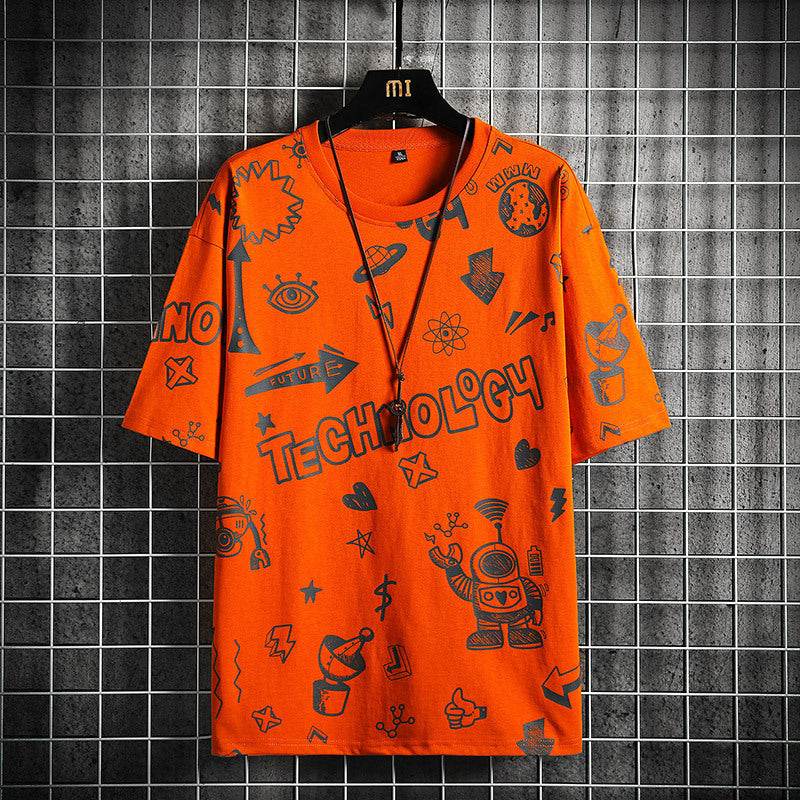 Trendy Men's Short Sleeve T-Shirt - Geometric Print & Loose Fit Style - Buy Center