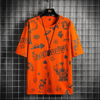 Trendy Men's Short Sleeve T-Shirt - Geometric Print & Loose Fit Style - Buy Center